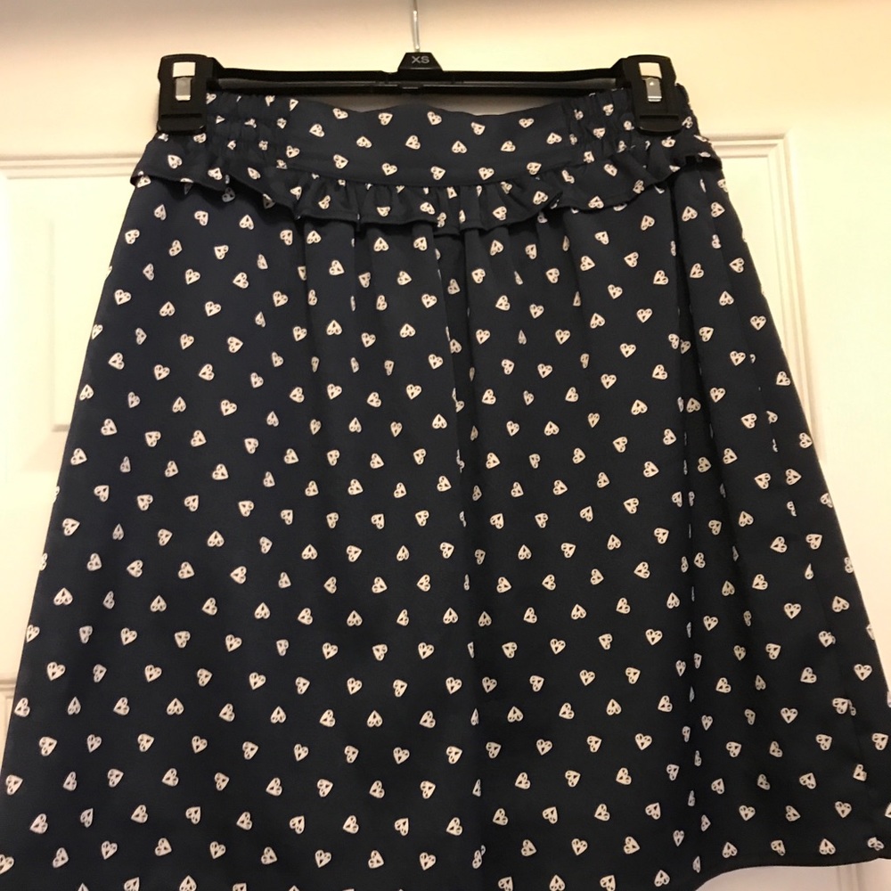 Francesca’s Collection Navy w/ Heart Print Skirt
